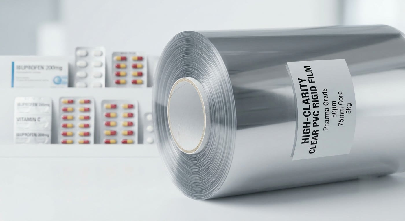 Pharma-grade clear rigid PVC film roll for blister packing